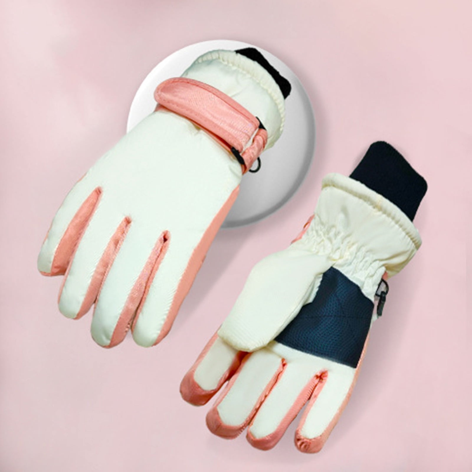 Kaemgyyd Children Toddler Waterproof Gloves Fashion Adjustable Snow Ski Gloves Fleece Lined Windproof Cold Weather Gloves 3-15 T