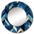 thumbnail image 2 of Designart "Chevron Intrigue In Vintage Cobalt" Chevron Rund Mirror For Wall Decor - Large Blue Round Print Mirror - Round Glam Mirror - Wall Mounted Round Large Mirror - 29" x 29", 2 of 6