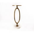 thumbnail image 1 of Quality Home Textured Cast Aluminum Open Column White Marble Base Round Drink Side Table, 10”W x 24”H, Antique Brass, 1 of 5