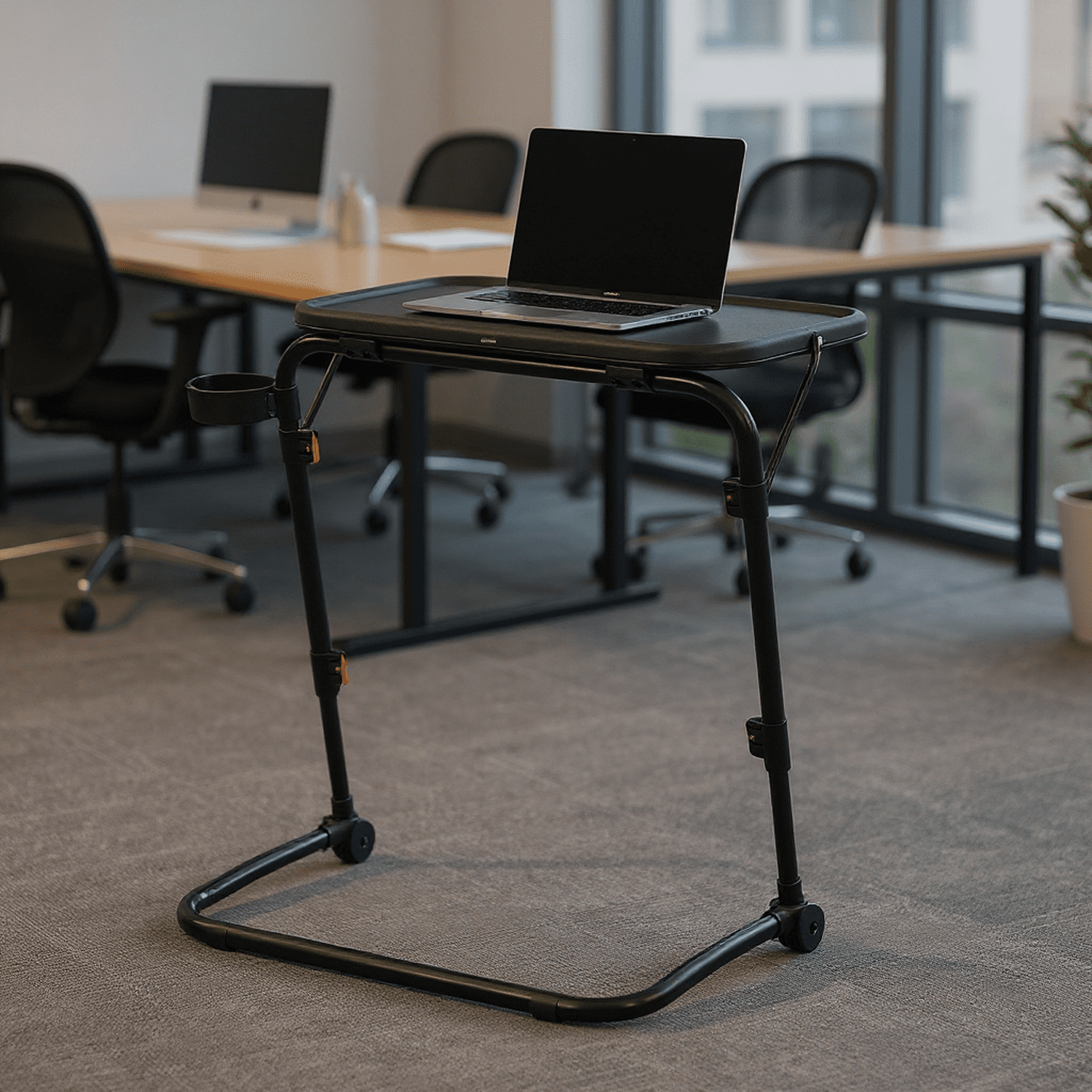Table à manger pliante ajustable Homy Casa avec porte-gobelet, table portative idéale pour la cuisine, le balcon et les appartements