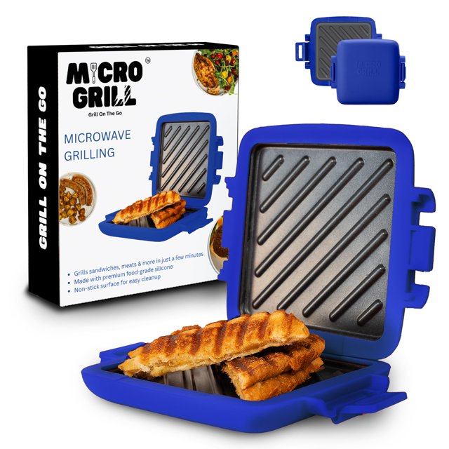 Micro Grill | Sandwichera de microondas - Munchy de queso a la parrilla - Toastie Maker - Prensa Panini - Viaje (azul)