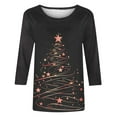 thumbnail image 5 of GA WEIHUA Clearance,3/4 Length Sleeve Womens Tops Round Neck Casual Tunic Tops Basic Christmas Shirts Loose Fit Xmas Tree Tee Tops(Black,X-Large), 5 of 5