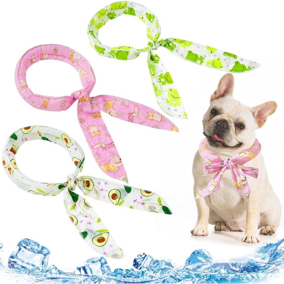 3 Pcs Dog Cooling Bandana for Dogs - Summer Cooling Collar with Cute Prints, Reusable Dog Bandanas for Outdoor Beach Accessories, Cooling Towel for Dogs Heat Relief