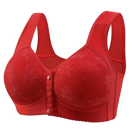 Baodmurt Front Closure Bras for Women Lounge & Sleep Full-Figure Lingerie  Underwear  Red 44ABC