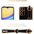 thumbnail image 2 of Samsung Galaxy A14 5G Case with Wrist Strap,Luxury Cute Plating Edge Love Hearts Pattern for Girls Women, Finger Holder Kickstand Soft Shockproof Phone Case for Galaxy A14 6.6",Black, 2 of 14