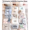 thumbnail image 2 of Paquete de 15 bolsas de hospital para trabajo de parto y parto Bolsa de hospital de maternidad de 11 x 14 pulgadas, elementos esenciales para mamá, papá, bolsa de pañales para bebés recién nacidos, bo, 2 of 5