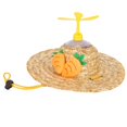 thumbnail image 1 of Sombrero de paja para perro y gato, sombrero estilo Hawaiano con accesorios para mascotas de libélula de bambú, 1 of 8