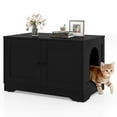 thumbnail image 1 of Costway Cat Litter Box Enclosure Furniture with Double Doors Divider Side Entry for Cats Black, 1 of 10