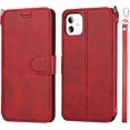 thumbnail image 4 of for iPhone 11 Wallet Case with Card Holder Slots,Kickstand Phone Cover Premium Leather Magnetic Closure Slim Flip Shockproof Wrist Strap Case for iPhone 11 6.1",Wine Red, 4 of 15
