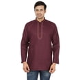 thumbnail image 1 of Robe Kurta Courte en Coton pour Hommes, Mode Indienne (Bordeaux, L), 1 of 5