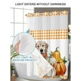 thumbnail image 4 of No Hook Cloth Fabric Shower Curtain with Snap in Liner, Pumpkins Thanksgiving Waterproof Shower Curtains Set with See Through Top Window, Fall Orange Plaid Dog Farmhouse Bath Curtains Shower 72"x84", 4 of 6