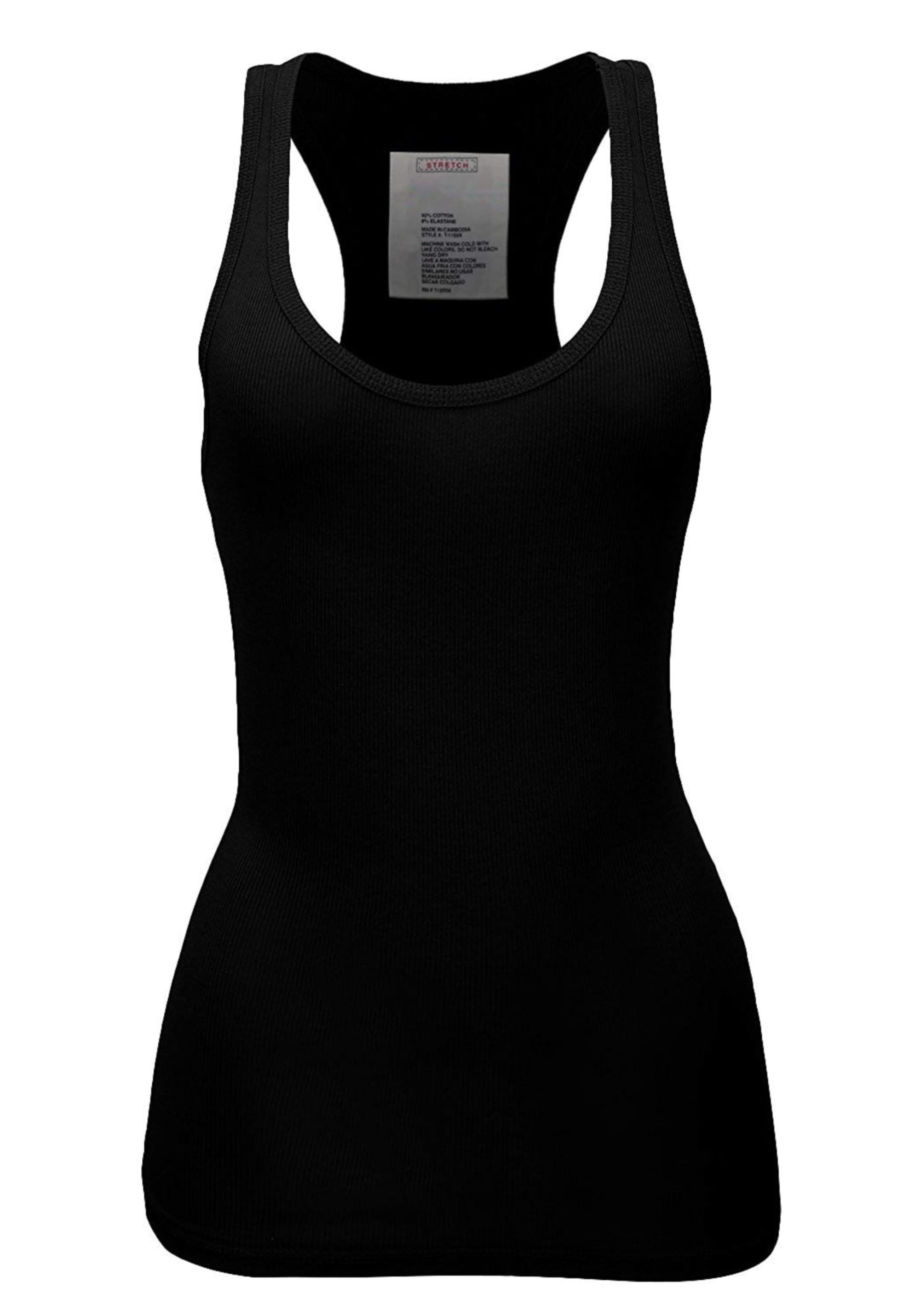 ClothingAve. Womens Ribbed Knit Stretch Racerback Tank Top(S3X) Black Large
