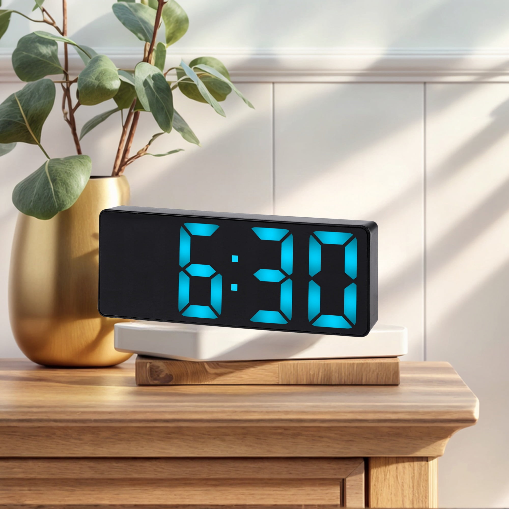 Unique Bargains 2 Pcs Small Digital Alarm Clock for Deep Sleepers Blue/White