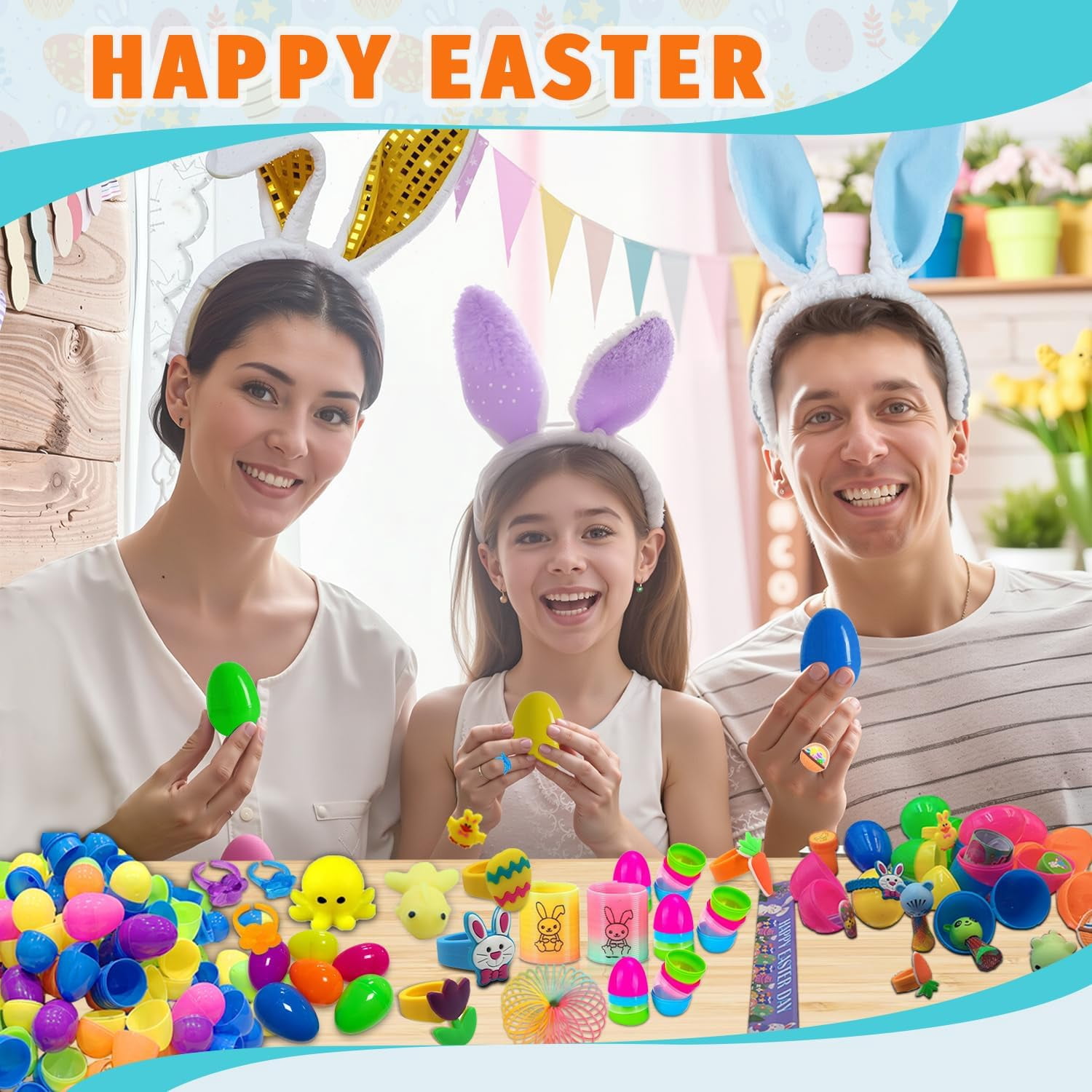 300-Piece Easter Eggs with Toys Inside, Plastic Eggs for Easter Egg Hunts, Basket Stuffers and Party Favors for Kids and Toddlers