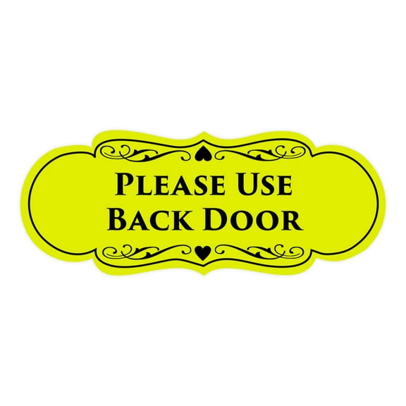 Signs ByLITA Designer Please Use Back Door Sign (Yellow / Black) - Large