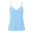 thumbnail image 4 of Women's Spaghetti Strap Lace Trim Tank Top Sleeveless Summer Cami Tops Loose Flowy Camisole, 4 of 5