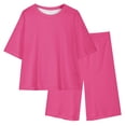 thumbnail image 6 of Eltusu Girls Outfit Sets, Crewneck Solid Color Short Sleeve T-Shirts & Shorts Sets Hot Pink Size 12-13 T, 6 of 7