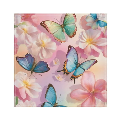 

Napkin Satin Napkin 20*20Inchx6 Kitchen Towel Dinner Plate Towel Decorative Towel Napkin Tea Towel Suitable For Kitchen Table Light Pink Rainbow Butterfly