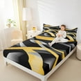 thumbnail image 4 of Manfei Geometric Geometric Lines Queen Sheet Sets,Modern Abstract Art Flat Sheet,Yellow Black Gray Queen Fitted Sheet For Teens,Microfiber Bedroom Decor,4pcs, 4 of 7