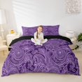 thumbnail image 2 of jejeloiu Rustic Paisley Duvet Cover King For Men Women,Lotus Print King Bedding,Purple Lilac,Black Reversible,3-Piece,1 Duvet Cover and 2 Pillowcases, 2 of 6