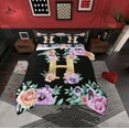 thumbnail image 2 of Erosebridal Initial Letter H Bedding Sets Twin with Comforter, Floral Flower Comforter Sets Twin Size, Monogrammed Reversible Duvet Insert, Ultra Soft Bedroom Decoration, 2pcs, 2 of 8