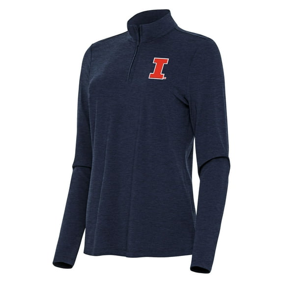 Women's Antigua Heather Navy Illinois Fighting Illini Bright Quarter-Zip Top