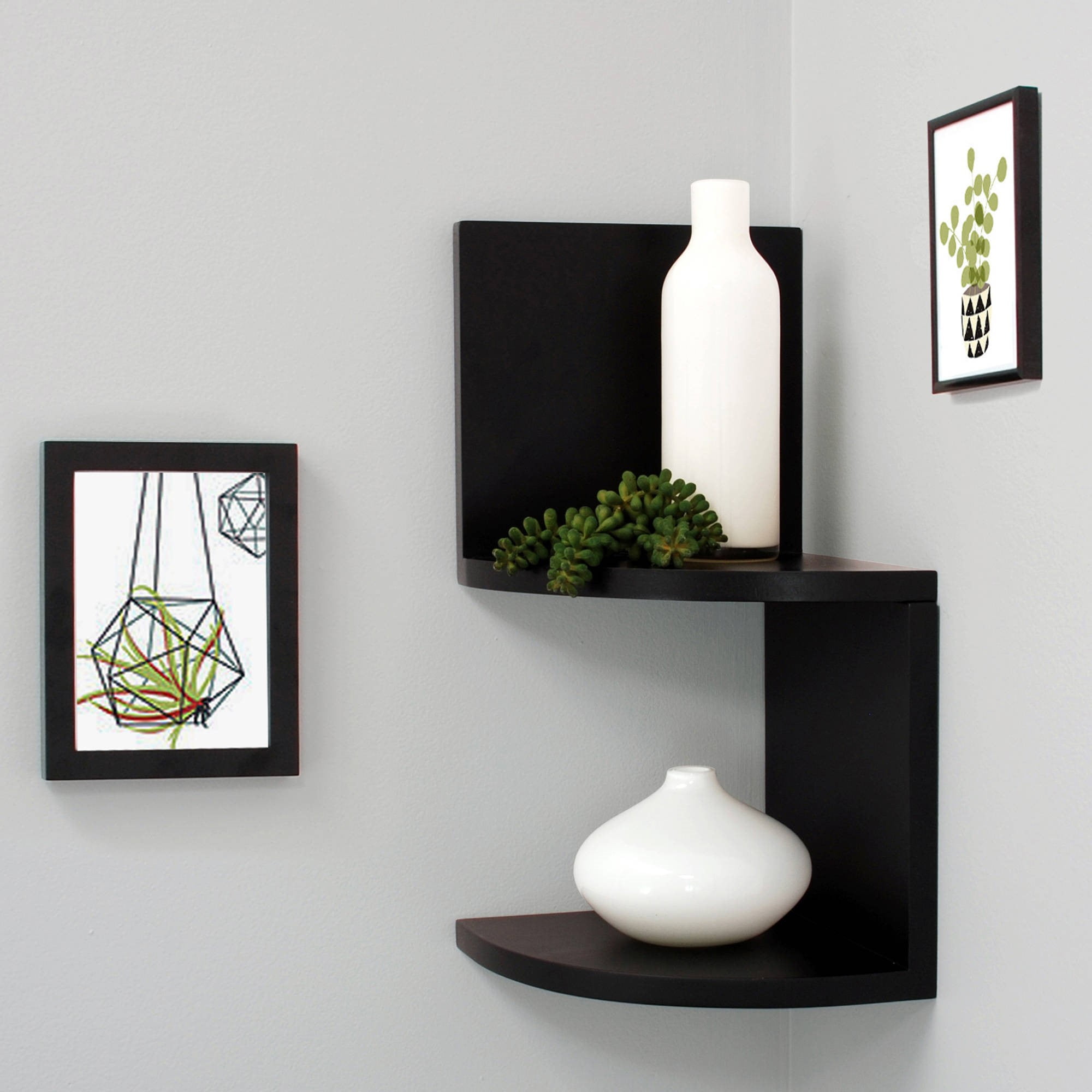 Kiera Grace Priva 7 Corner Shelves Black Set Of 2 64307003744 Details About Kiera Grace Priva 7 Corner Shelves Black Set Of 2