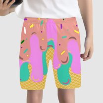 Summer Children's Boys' Stretch Waist Colorful Ice Cute Pattern Casual Baseball Shorts Five Pair Pants Soft Boys Shorts Beige 5-6 Years