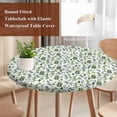 thumbnail image 4 of Green Leaves Round Tablecloth, Fitted Table Cover with Elastic for 36"-44" Round Tables, Pastoral Rustic Botanical Plant Watercolor Table Cloth Outdoor Indoor Dinning Party Waterproof Tablecloths, 4 of 7