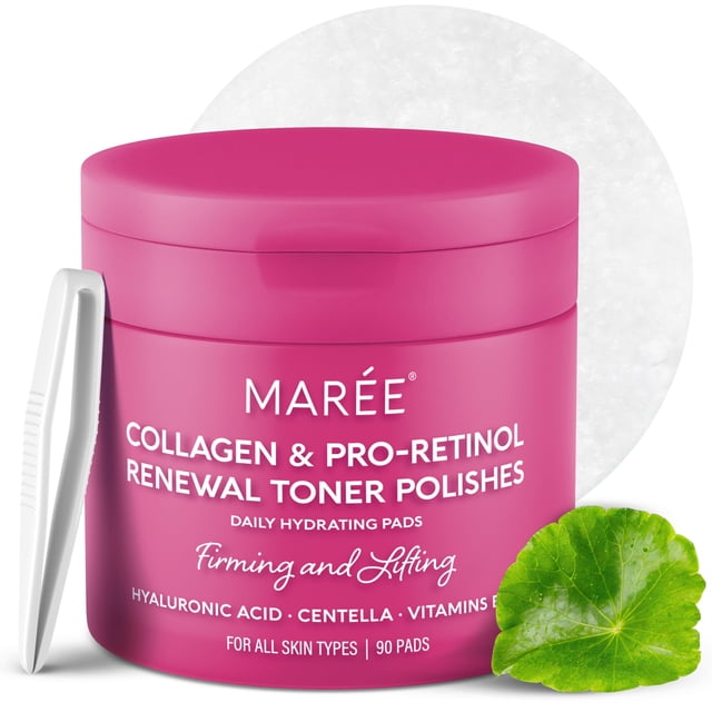 Almohadillas de tóner MAREE Colágeno con retinol, antienvejecimiento, iluminadoras