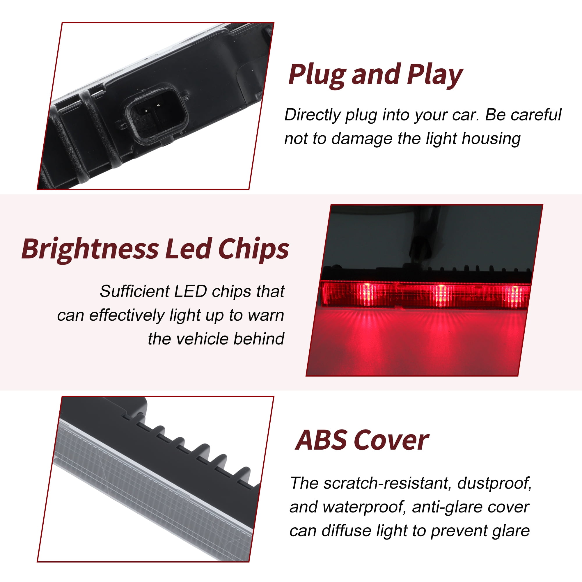 Unique Bargains LED Third Brake Light Black ["for Nissan Note 2014-2019 26590-AC50A"]