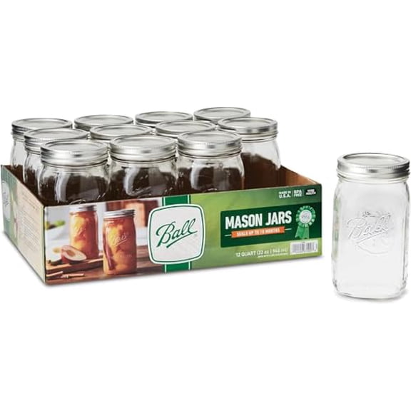 Ball Canning Wide Mouth Quart with Lid - Case of 1 - 12 Count