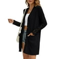 thumbnail image 3 of hirigin Women Knit Cardigan with Lace Flower Patchwork Sleeve, Solid Color Single Breasted Spring Clothing, 3 of 6
