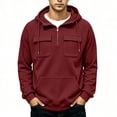 thumbnail image 5 of Hngshg Men's Hooded Sweatshirts Big and Tall Long Sleeve Quarter Zip Tops Textured Drawstring Pullover Hoodies, 5 of 7