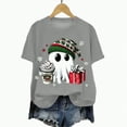 thumbnail image 5 of UngA Women Christmas Shirt Merry Christmas T-Shirt Xmas Tree Casual Short Sleeve Tee Tops Christmas T-Shirts for Women Grey,XXXL, 5 of 6