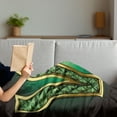 thumbnail image 3 of Modern Soft Flannel Fleece Throw Blanket, Golden Yellow with Emerald Color Letter Super Hero Graphic Design, Cozy Plush for Indoor and Outdoor Use, 60" x 80", Jade Green, by Ambesonne, 3 of 5