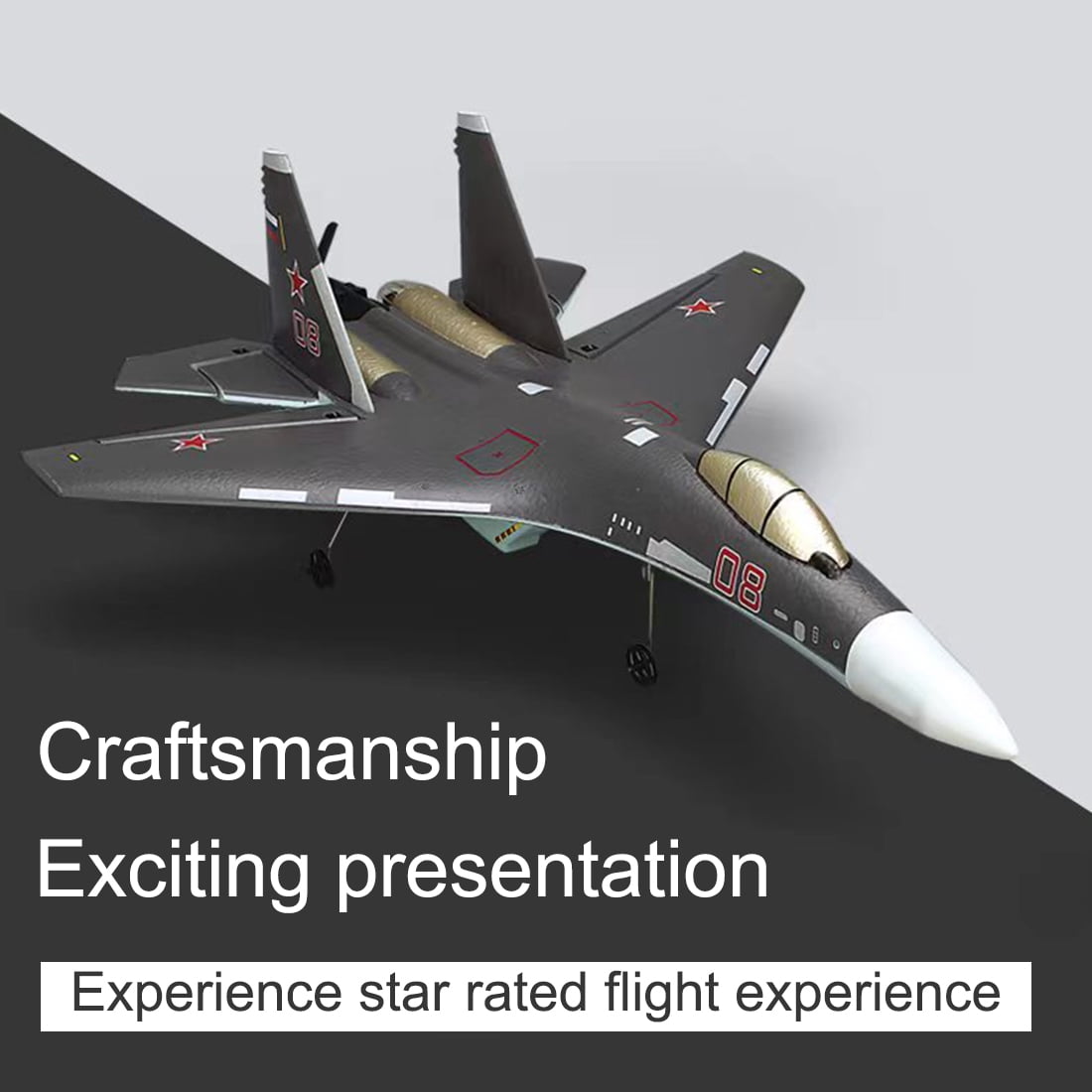 RC Aircraft for Adults, SU35 2.4G 4CH EPP Lightweight RC Fighter Airplane Model with 6-Axis Gyro for Indoor Outdoor Play, RC Hobby Model Collectible Gift for Beginners (RTF Version)