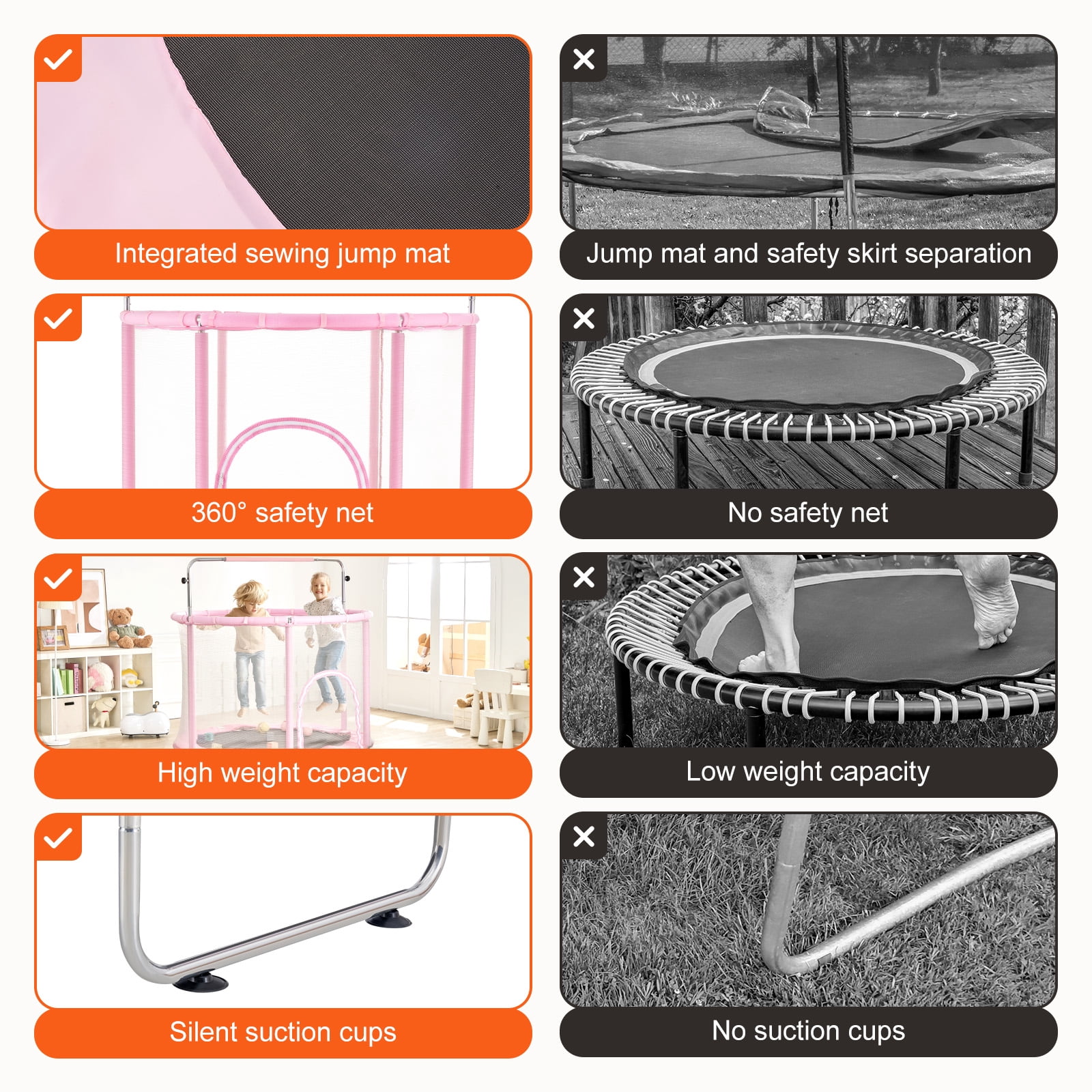 KFFKFF 55" Children's Trampoline, 4.6FT for Indoor and Outdoor Use, Petite Trampoline for Toddlers with Protective Netting and Basketball Hoop, Ideal Birthday and Christmas Presents for Kids Aged 3