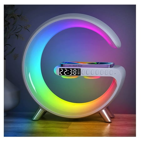 Lee Nabao Smart LED Table Lamp, 4 in 1 Wireless Charger, Night Light, Alarm Clock, and Bluetooth