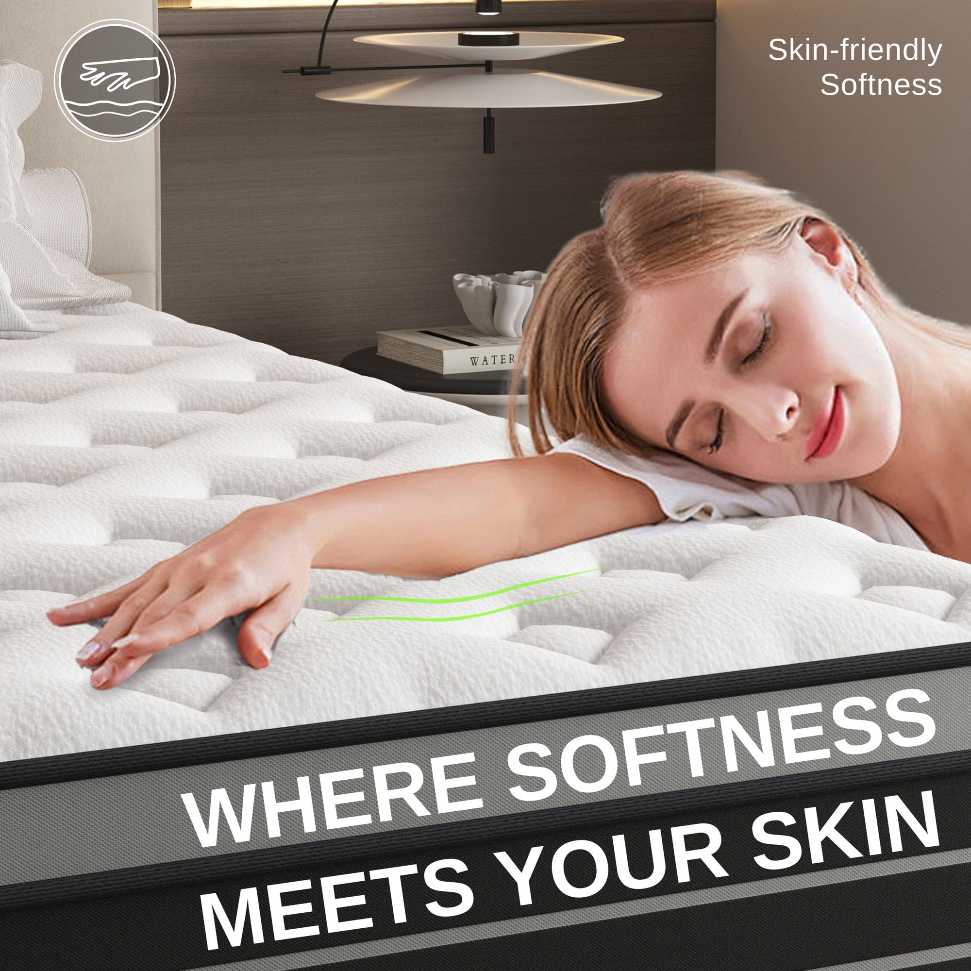 Twin Mattress, 12 Inch Hybrid Innerspring Mattress for Pressure Relief, Motion Isolation, Medium Firm, CertiPUR-US Certified
