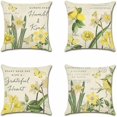 thumbnail image 1 of Fundas de Cojines para Exterior, Juego de 4 Fundas de Almohada Impermeables con patrón de Narciso para sofá, para decoración de Patio, jardín, Sala de Estar, Dormitorio, 45 x 45 cm, 1 of 5