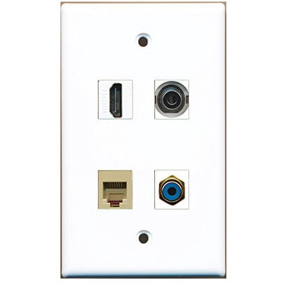 RiteAV - 1 Port HDMI 1 Port RCA Blue 1 Port Phone RJ11 RJ12 Beige 1 Port 3.5mm Wall Plate