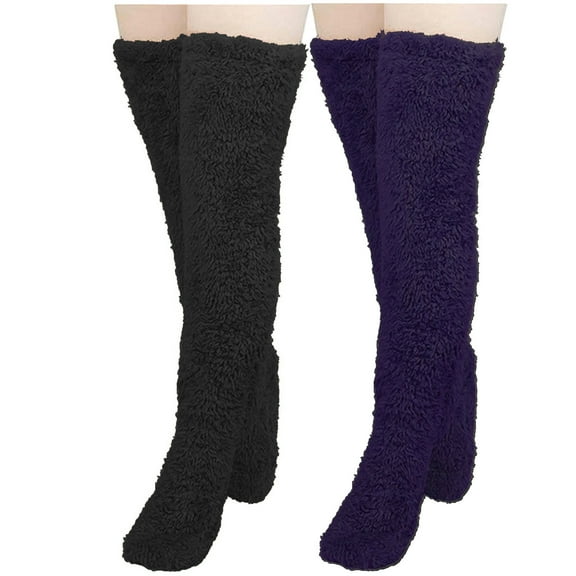 Womens High Fuzzy Socks Over Knee Winter Leg Socks Fleece Over The Knee Boot Stockings Long Warm Leg Warmers