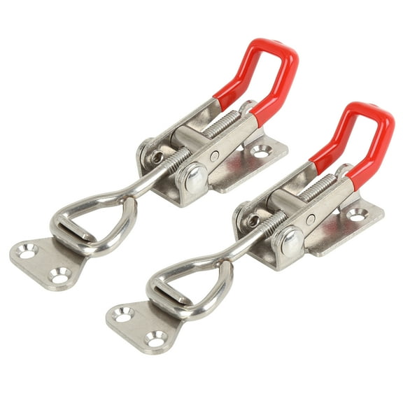 2pcs Stainless Steel Car Adjustable Toggle Clamp Latch Lock Hasp with Hole 180Kg 397Lbs