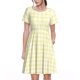 thumbnail image 1 of Easygdp Lemon Yellow Checkboard para Vestido Transpirable de Mujer, Vestido Suelto de Manga Corta con Pliegues y Bolsillos para el Verano, 1 of 6