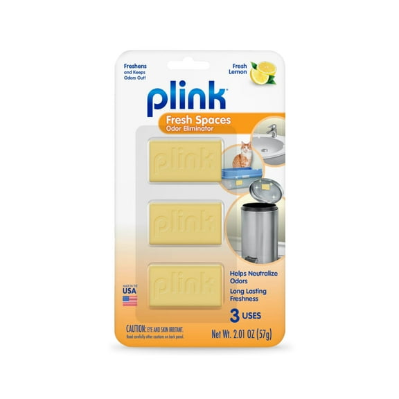 Plink Fresh Spaces Garbage Odor Eliminators, Fresh Lemon Scent 3 ct