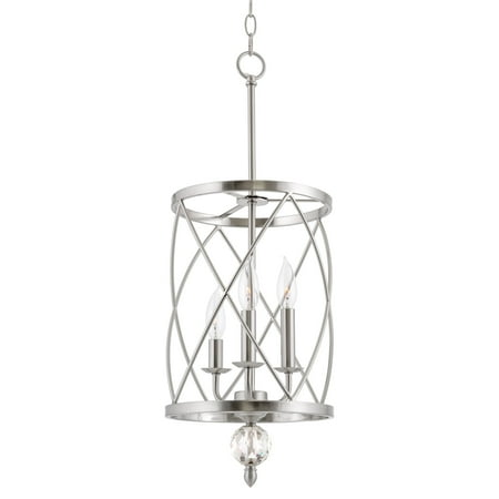 

Kira Home Eleanor 27 3-Light Foyer Light Pendant Chandelier Cylinder Metal Shade Adjustable Height Brushed Nickel