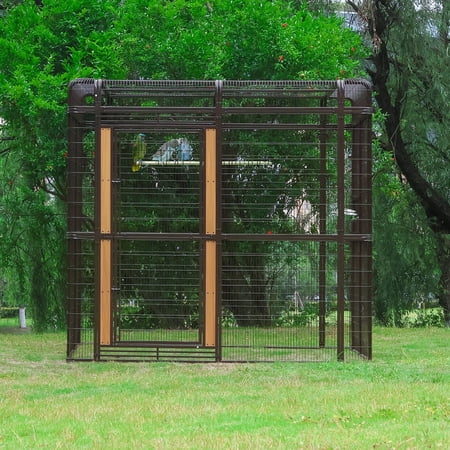 Walnest 87in Extra Large Bird Cage with 2 Feeding Bowls and Feedable Door for Parrot, Eagle, Pigeon, Hornbill, Brown