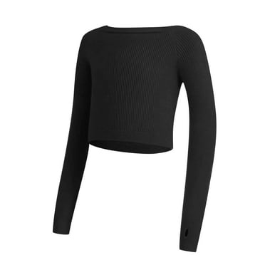 OGLCCG Kids Girls Ballet Wrap Top Long Sleeve Dance Sweater Soft Ballet Warm Up Pullover Crop Top for Leotard 5-16 Years