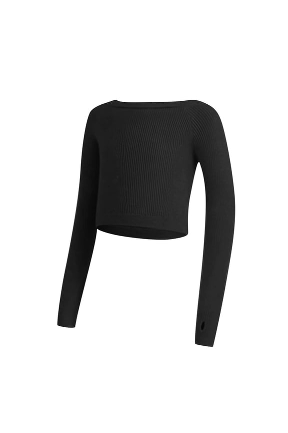 Kids Girls Ballet Wrap Top Long Sleeve Dance Sweater Soft Ballet Warm Up Pullover Crop Top for Leotard 5-16 Years